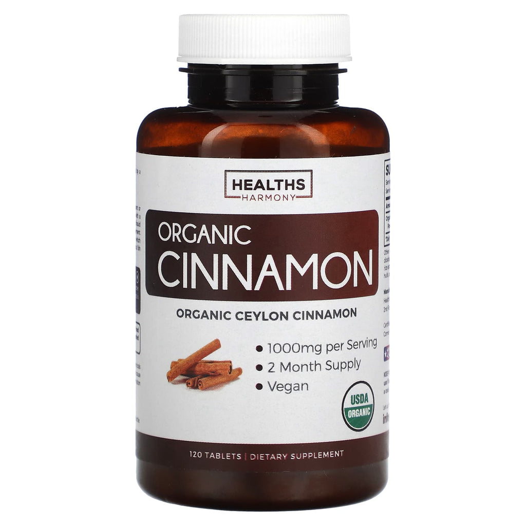 Healths Harmony, Organic Ceylon Cinnamon, 120 Tablets (500 mg per Tablet)
