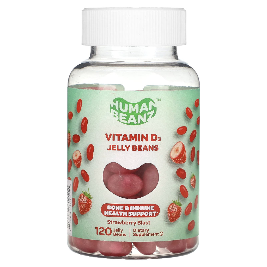 Human Beanz, Vitamin D3 Jelly Beans, Strawberry Blast, 120 Jelly Beans
