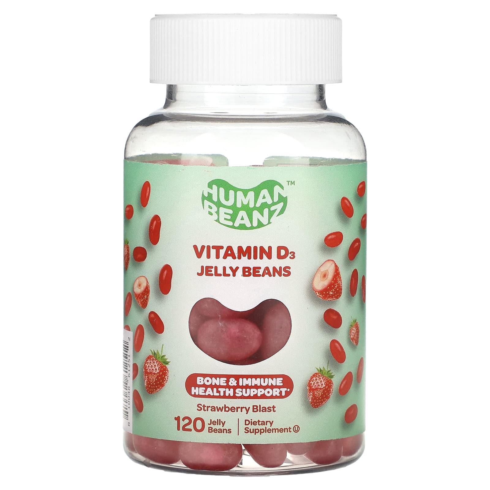 Human Beanz, Vitamin D3 Jelly Beans, Strawberry Blast, 120 Jelly Beans