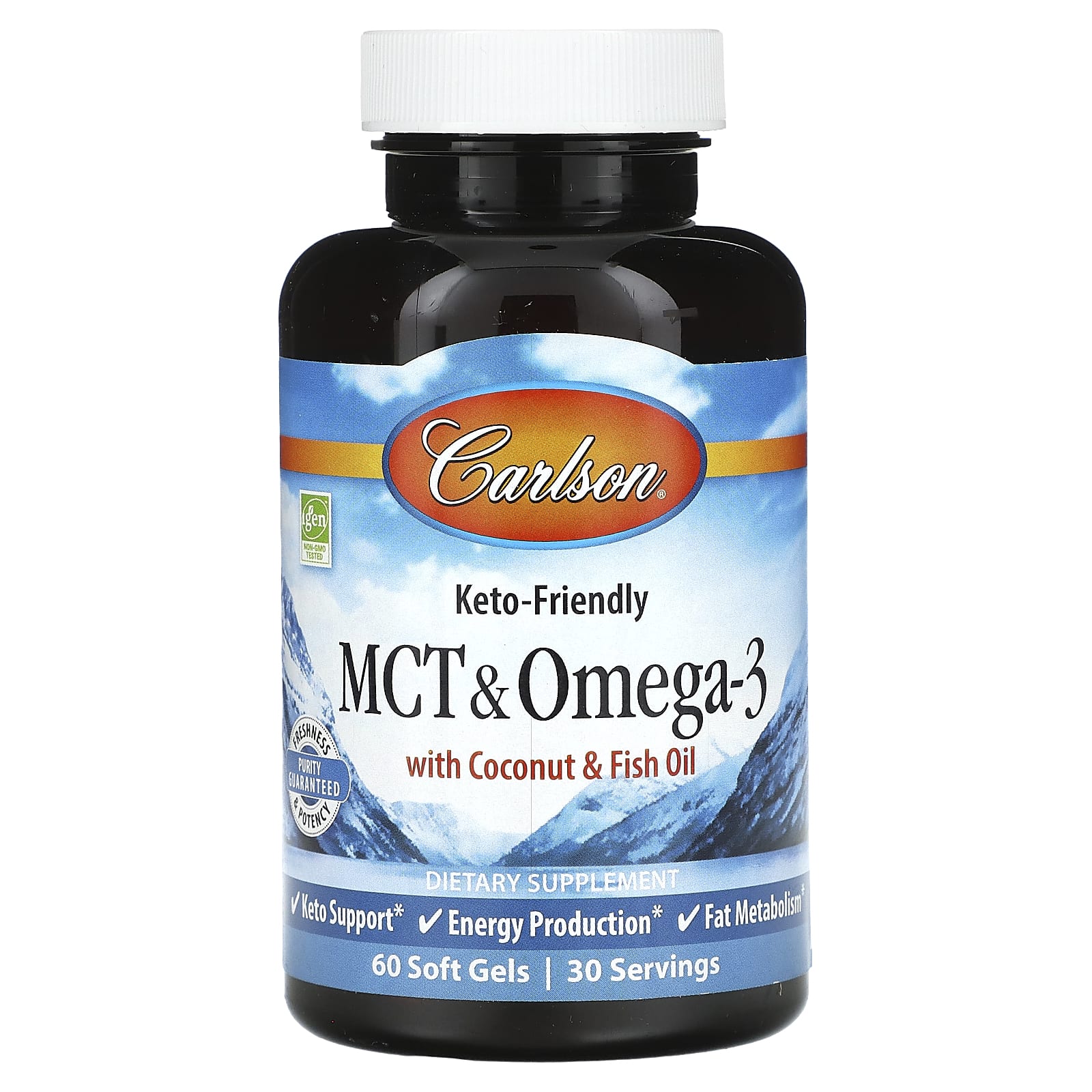Carlson, MCT & Omega-3 With Coconut & Fish Oil, 60 Soft Gels