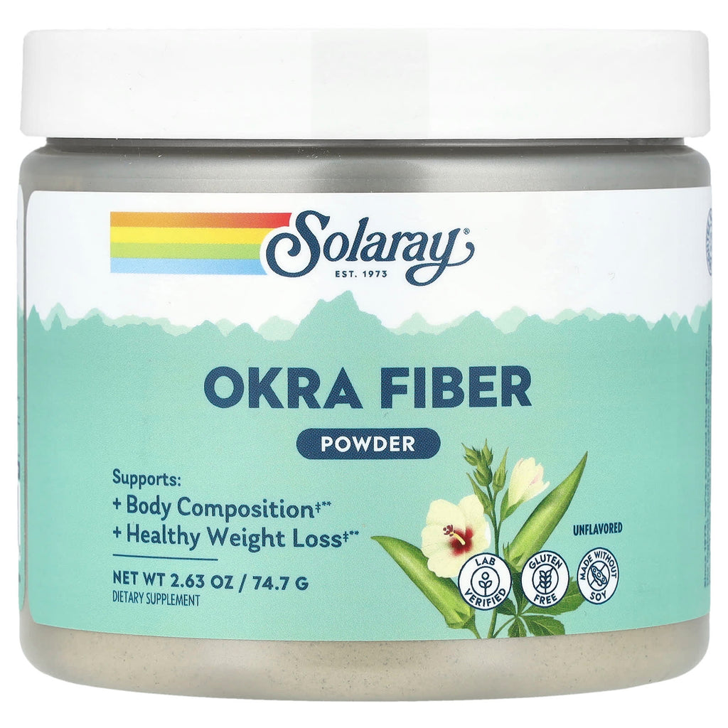 Solaray, Okra Fiber Powder, Unflavored, 2.63 oz (74.7 g)
