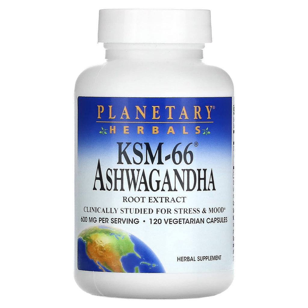 Planetary Herbals, KSM-66® Ashwagandha Root Extract, 120 Vegetarian Capsules (300 mg per Capsule)