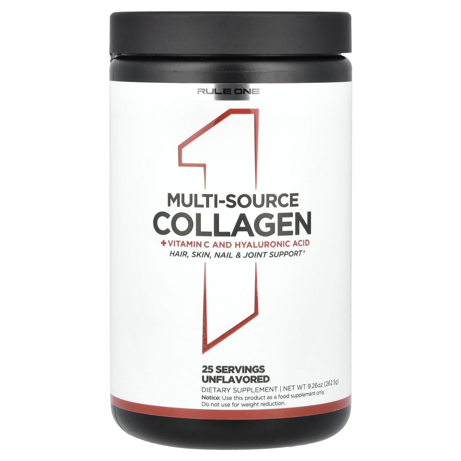 Rule One Proteins, Multi-Source Collagen + Vitamin C and Hyaluronic Acid, Unflavored, 9.26 oz (262.5 g)