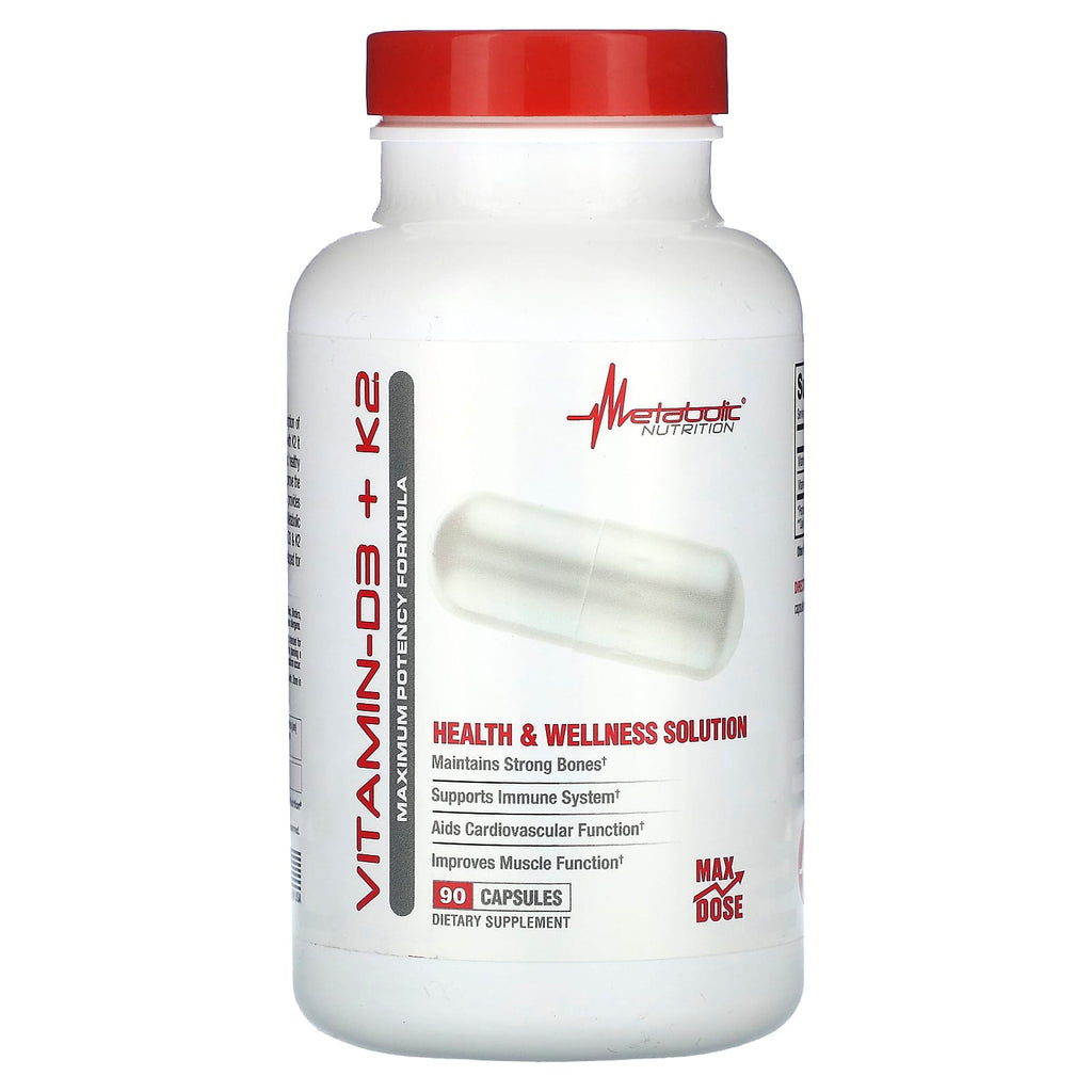 Metabolic Nutrition, Vitamin D3 + K2, 90 Capsules