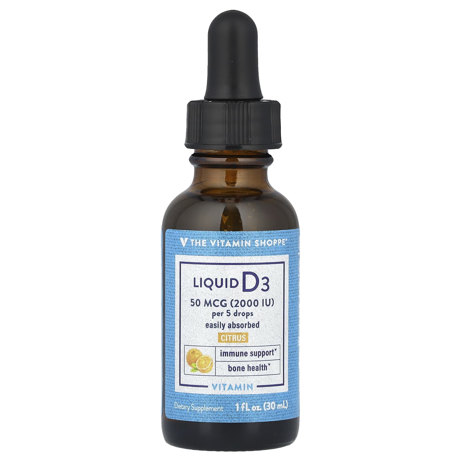 The Vitamin Shoppe, Liquid Vitamin D3, Citrus, 50 mcg (2,000 IU), 1 fl oz (30 ml)