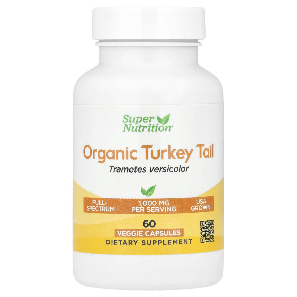 Super Nutrition, Organic Turkey Tail Mushroom, 60 Veggie Capsules (0.5 g per Capsule)