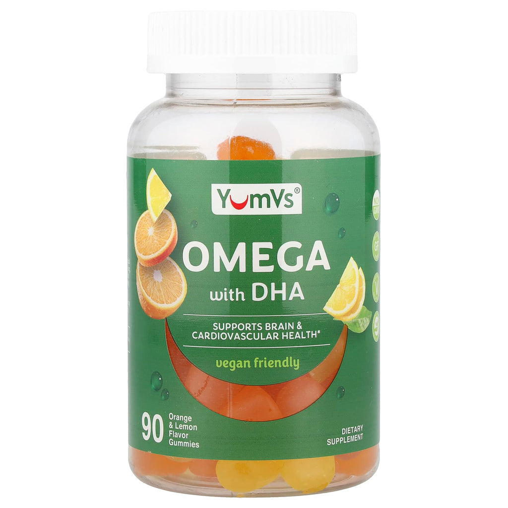 YumVs, Omega With DHA Gummies, Orange & Lemon, 90 Gummies