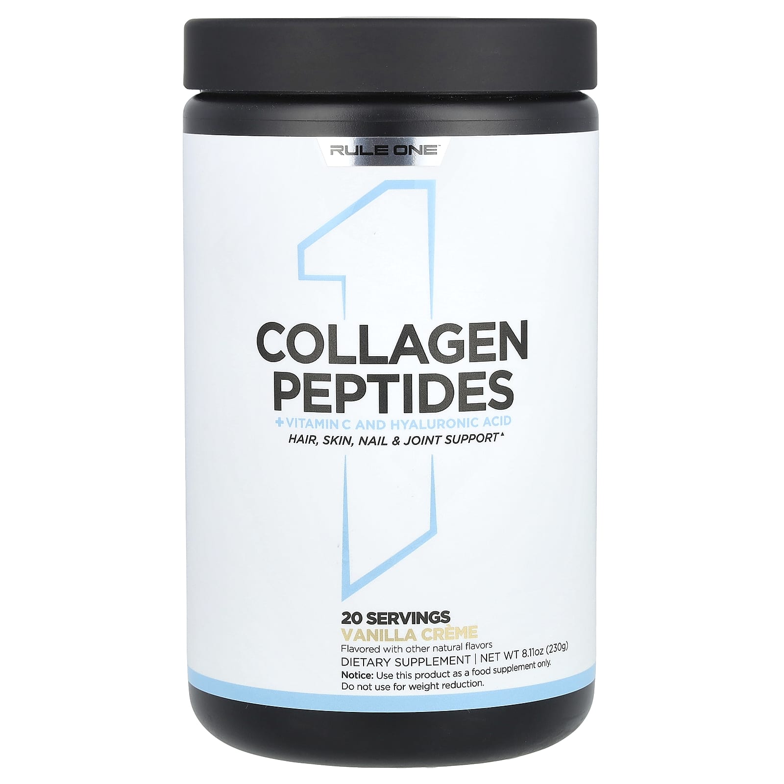 Rule One Proteins, Collagen Peptides + Vitamin C and Hyaluronic Acid, Vanilla Creme, 8.11 oz (230 g)