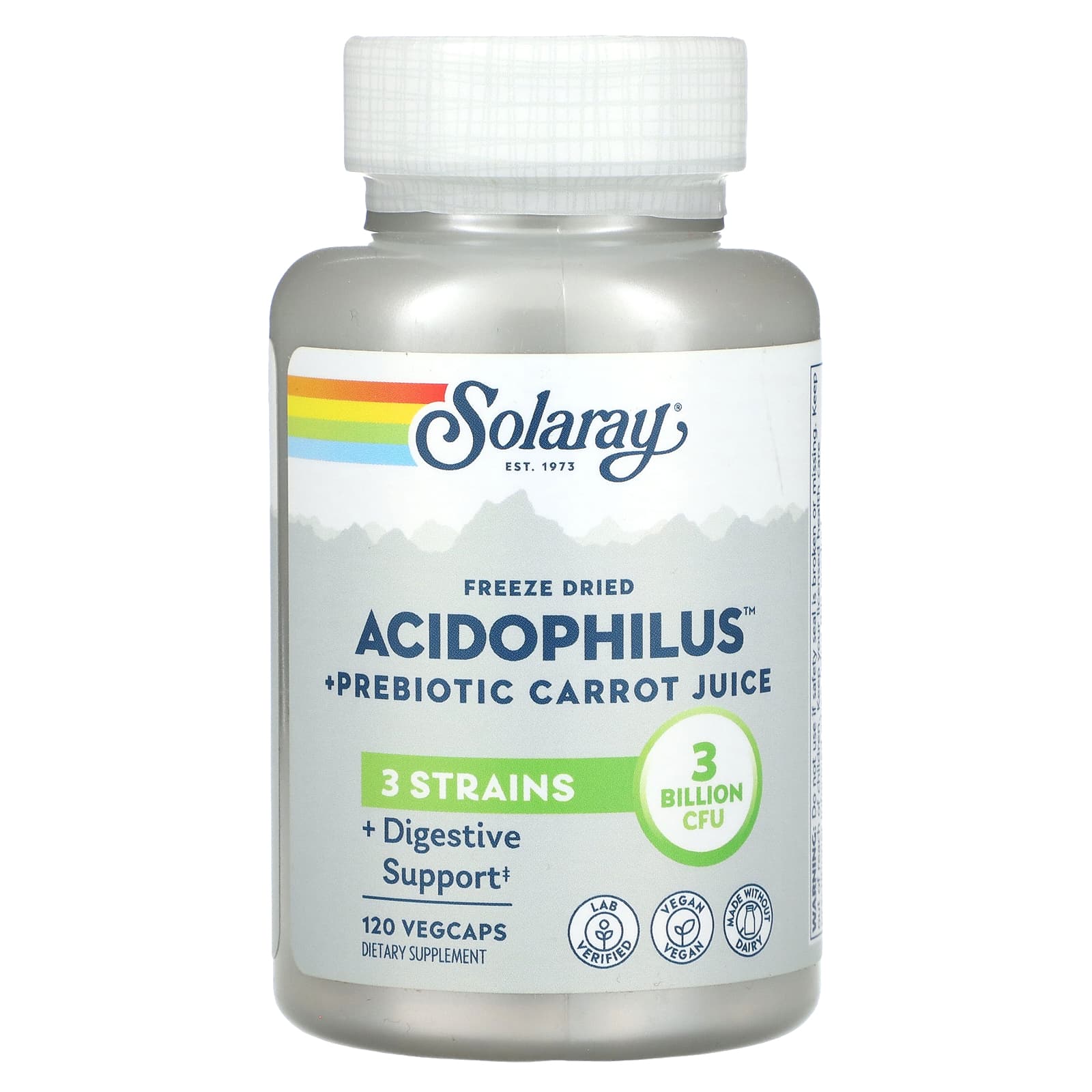 Solaray, Freeze Dried Acidophilus + Prebiotic Carrot Juice, 3 Billion CFU, 120 VegCaps