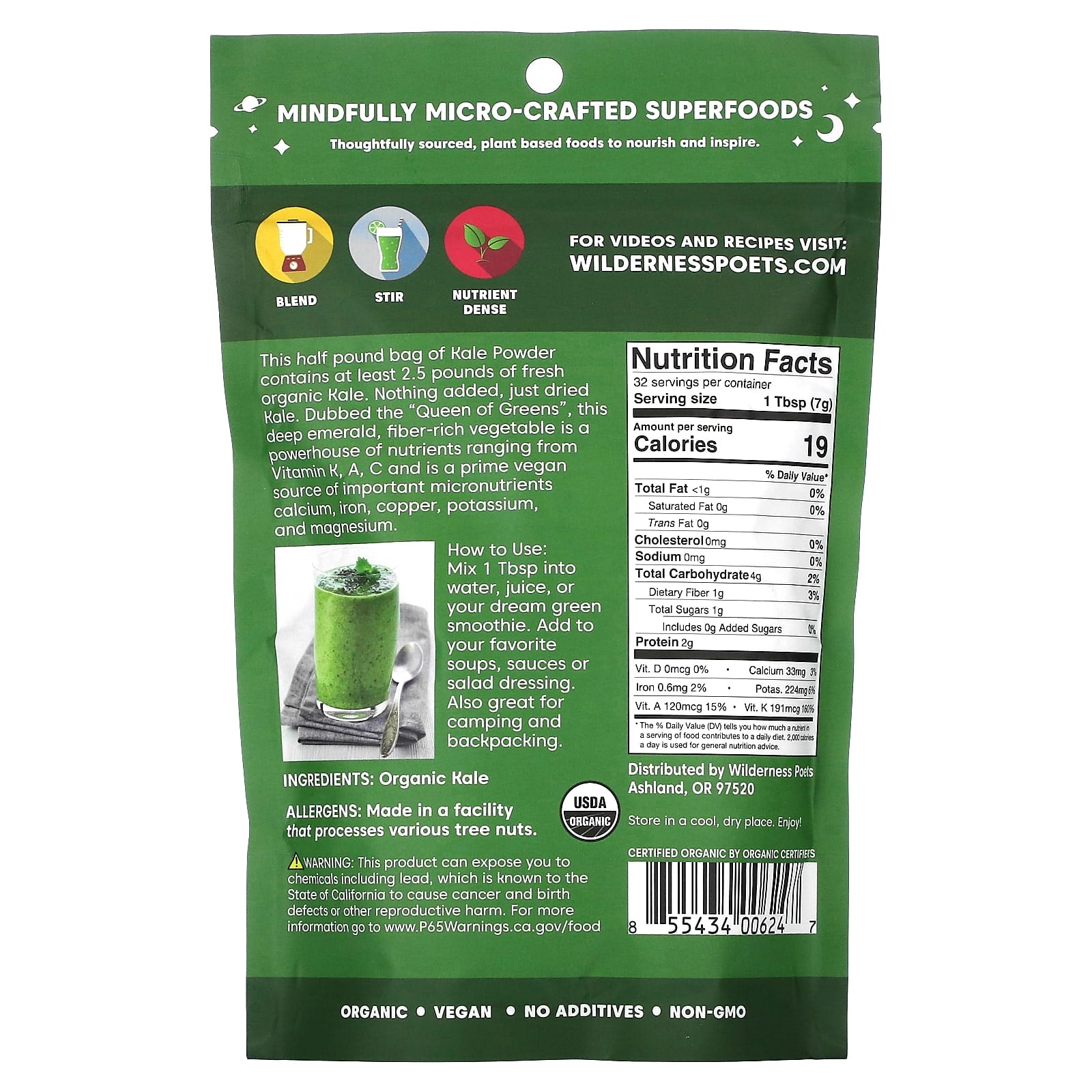 Wilderness Poets, Kale Powder, 8 oz (226 g)