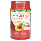 Nature's Truth, Vitamin D3, High Potency, Natural Peach, 125 mcg (5,000 IU), 60 Vegetarian Gummies