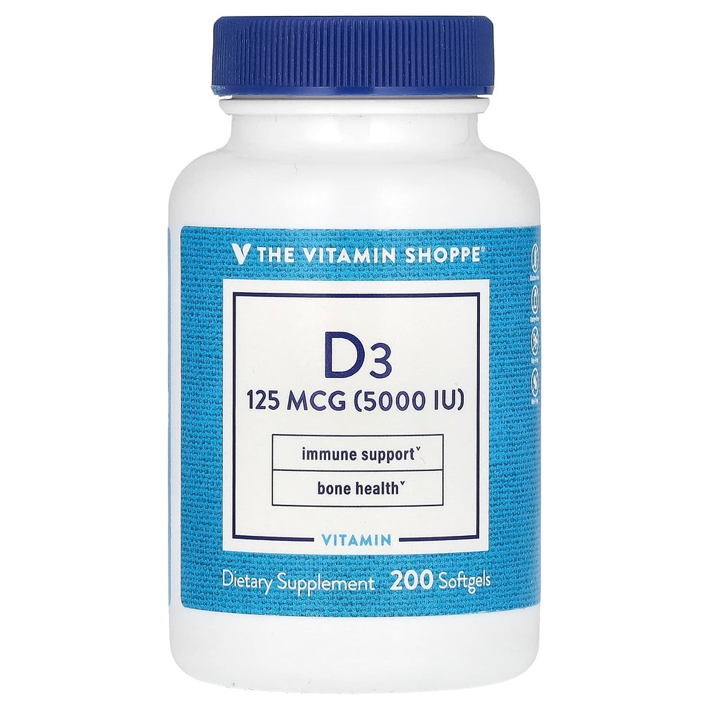 The Vitamin Shoppe, Vitamin D3, 125 mcg (5,000 IU), 200 Softgels