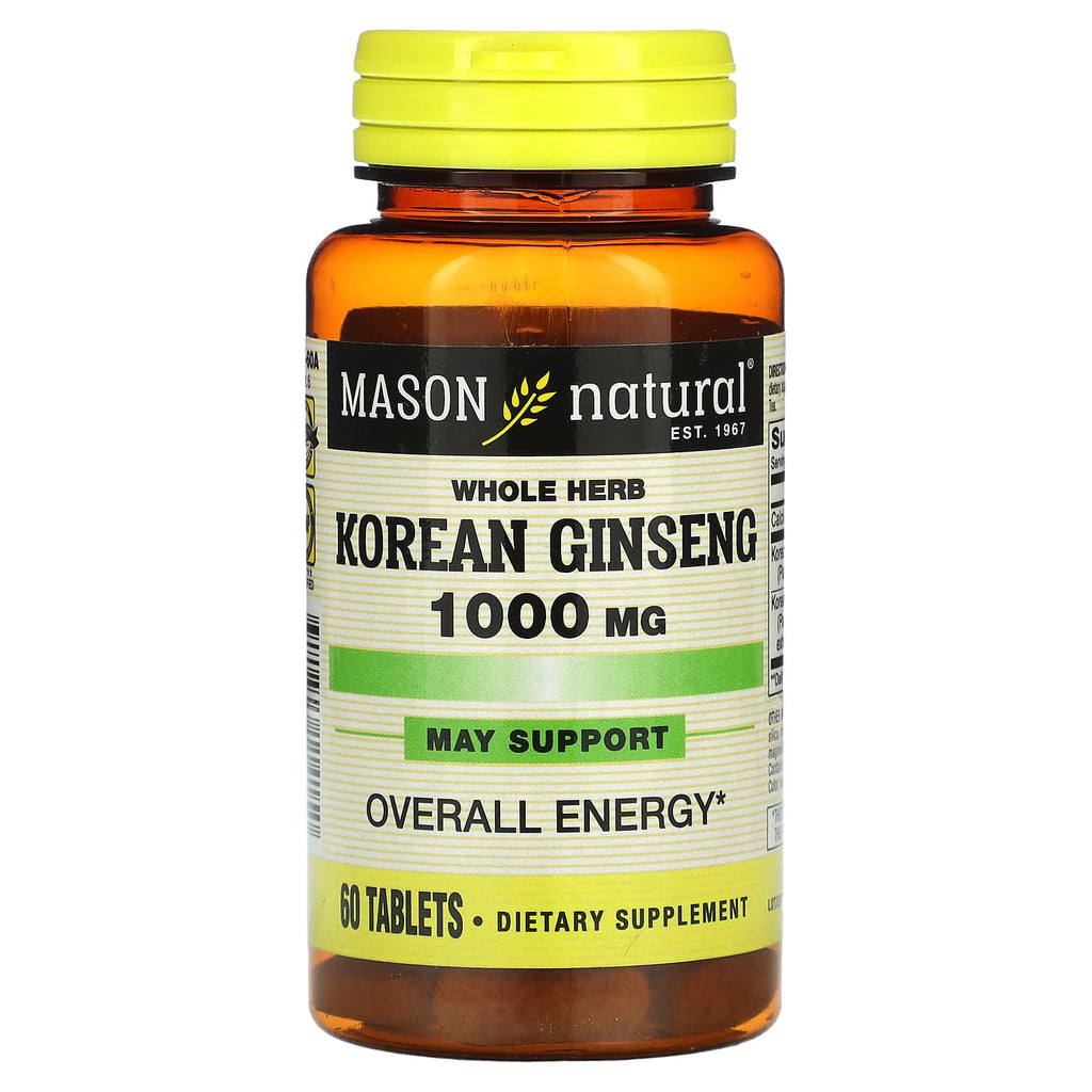Mason Natural, Whole Herb Korean Ginseng, 60 Tablets