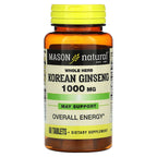 Mason Natural, Whole Herb Korean Ginseng, 60 Tablets
