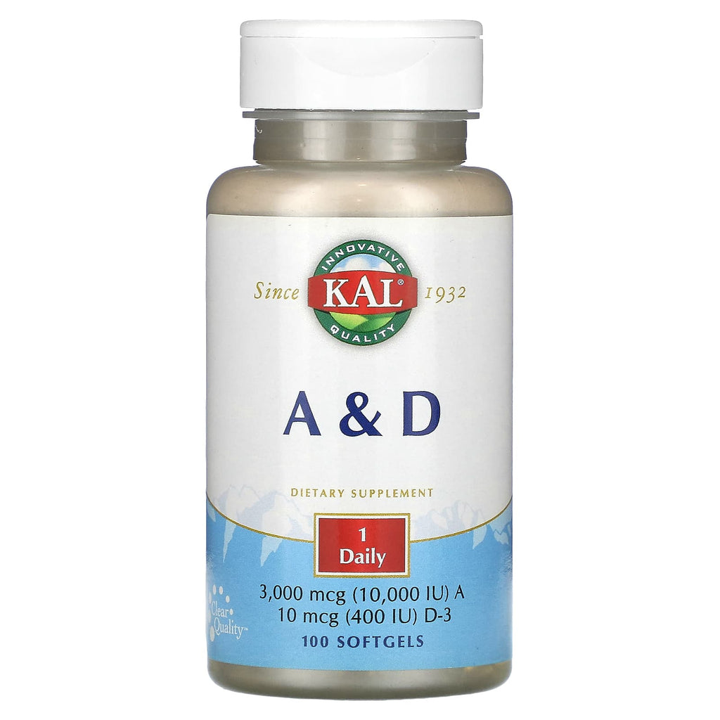 KAL, A & D, 100 Softgels