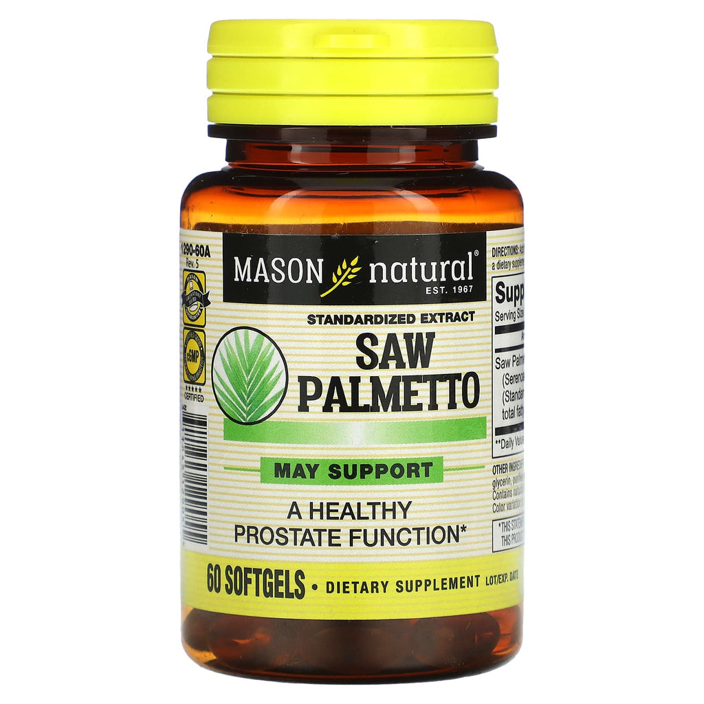 Mason Natural, Saw Palmetto, Standardized Extract, 60 Softgels (160 mg per Softgel)