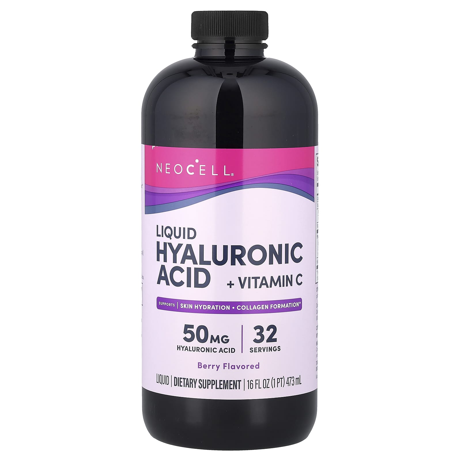NeoCell, Liquid Hyaluronic Acid + Vitamin C, Berry, 16 fl oz (473 ml)