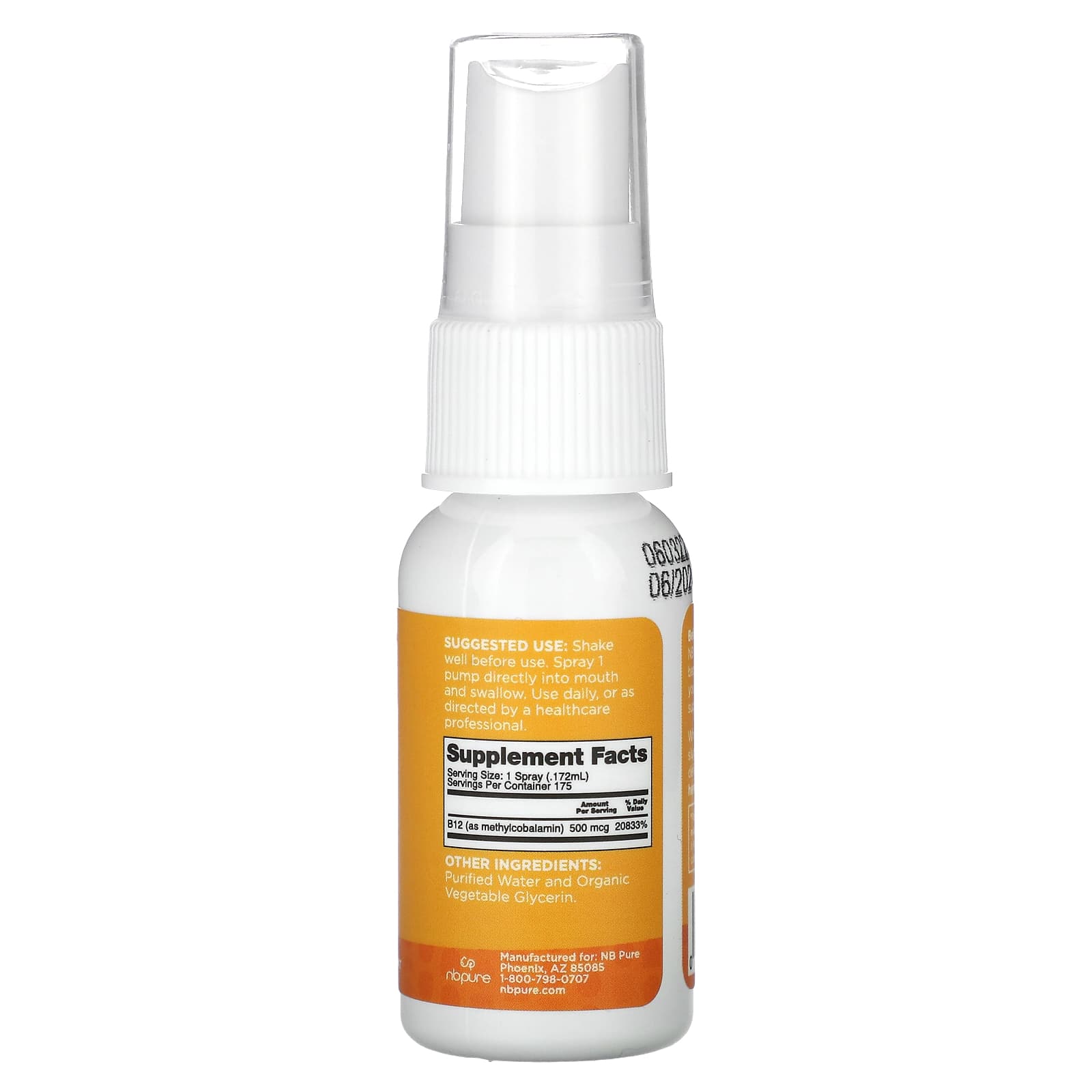 NB Pure, Methyl B-12 Spray, 500 mcg, 1 fl oz