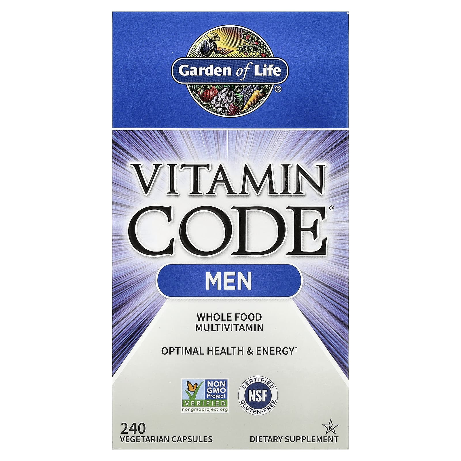 Garden of Life, Vitamin Code®, Whole Food Multivitamin For Men, 240 Vegetarian Capsules
