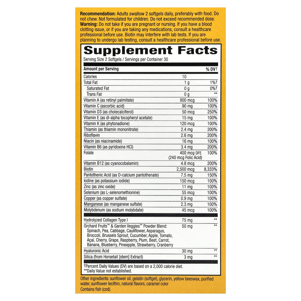Nature's Way, Alive!® Hair, Skin & Nails Multivitamin, Strawberry, 60 Softgels