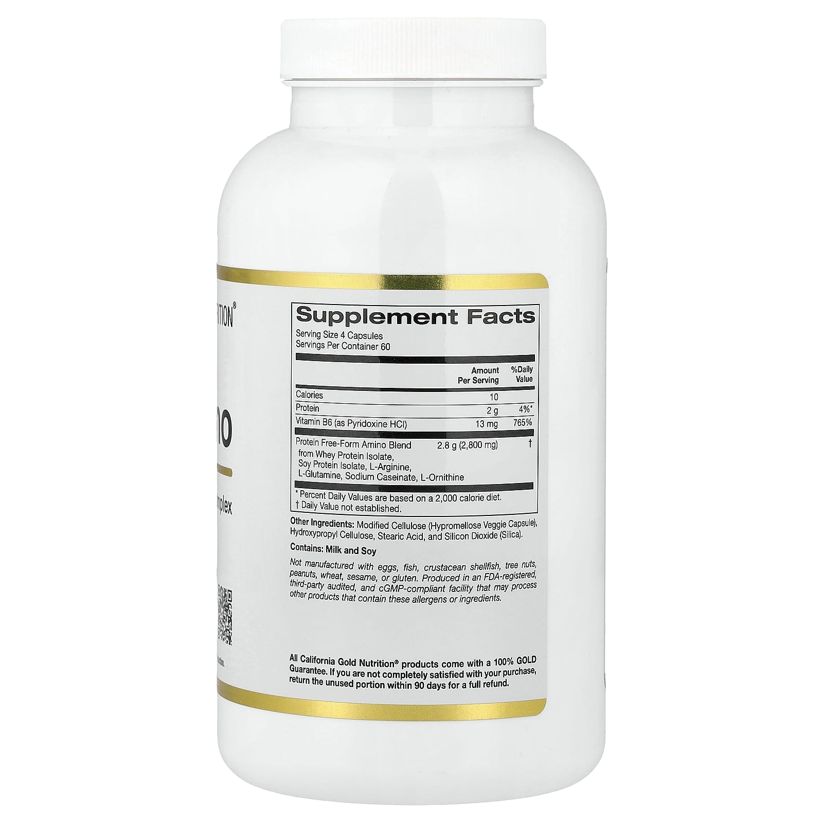 California Gold Nutrition, Total Amino with Vitamin B-6, and 20 Amino Acid Blend, 240 Veggie Capsules