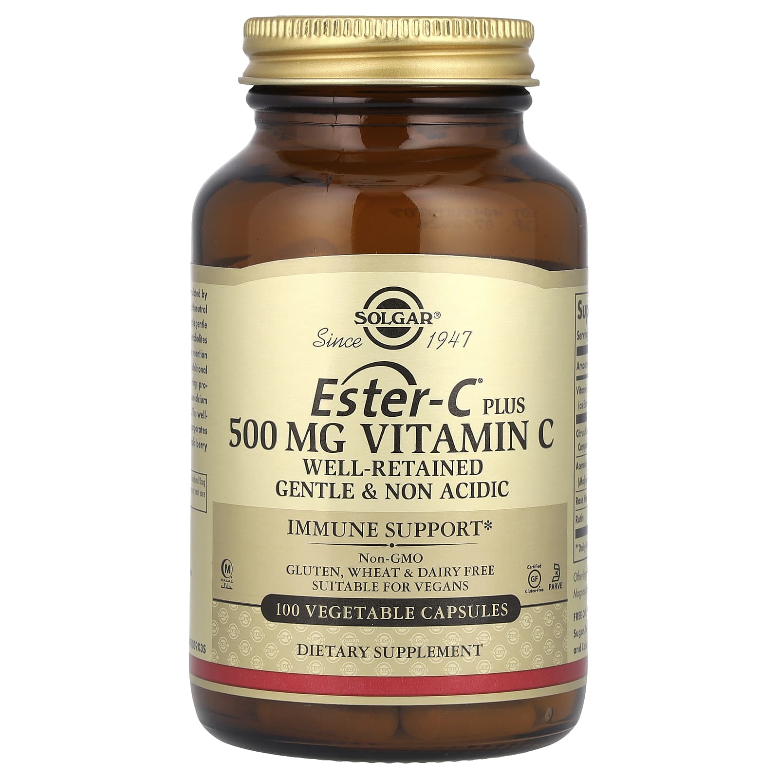 Solgar, Ester-C Plus®, Vitamin C, 500 mg, 100 Vegetable Capsules