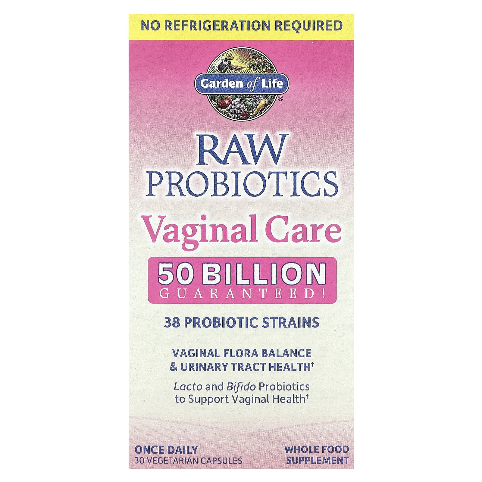Garden of Life, RAW Probiotics, Vaginal Care, Shelf-Stable, 30 Vegetarian Capsules