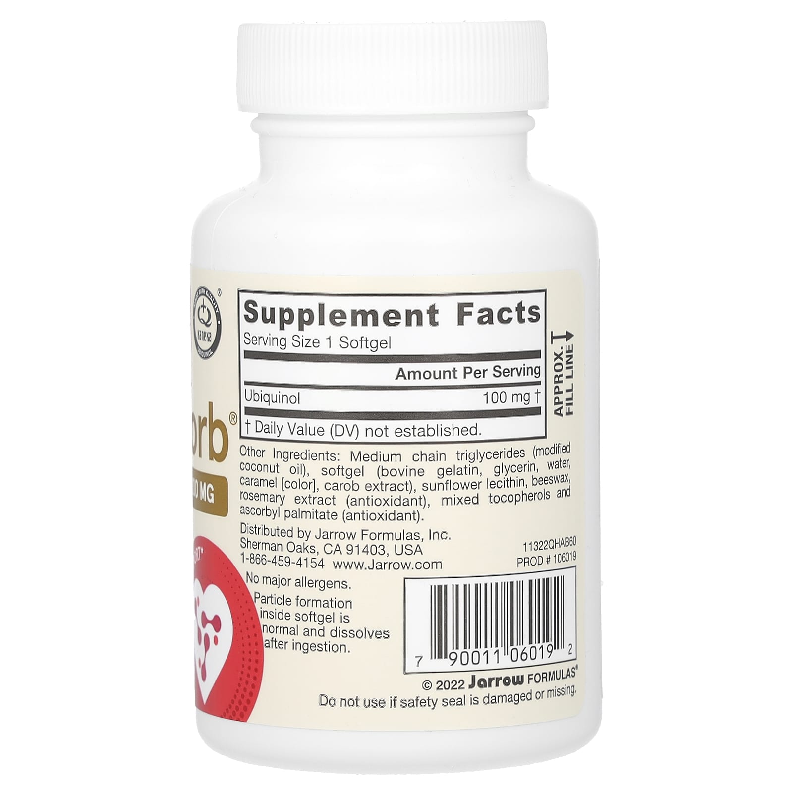 Jarrow Formulas, Ubiquinol QH-Absorb, Max Absorption, 100 mg, 60 Softgels