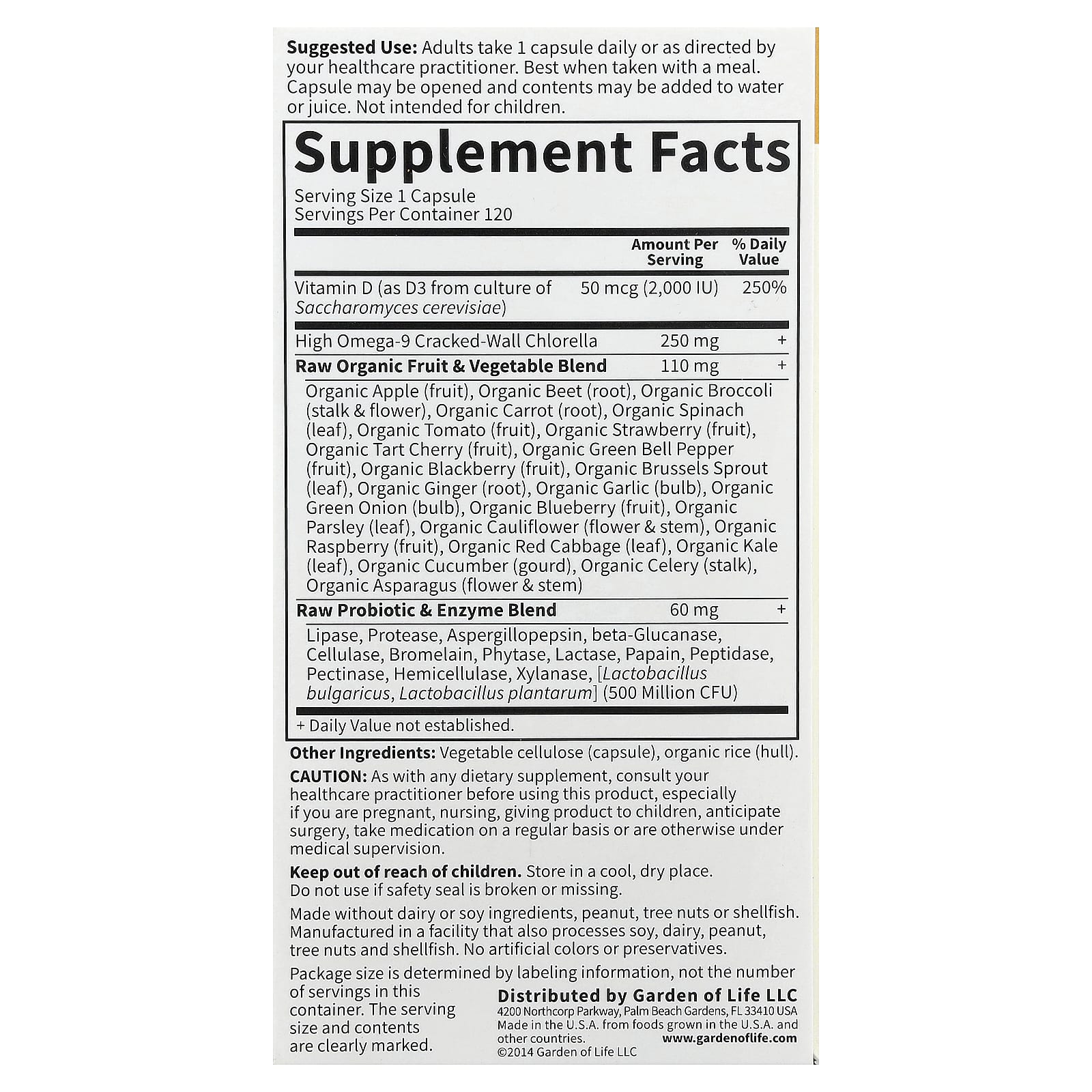 Garden of Life, Vitamin Code®, RAW D3™, 120 Vegetarian Capsules