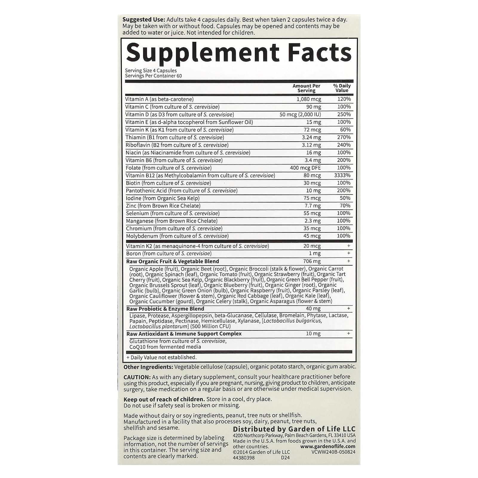 Garden of Life, Vitamin Code®, Whole Food Multivitamin for Women, 50 +, 240 Vegetarian Capsules