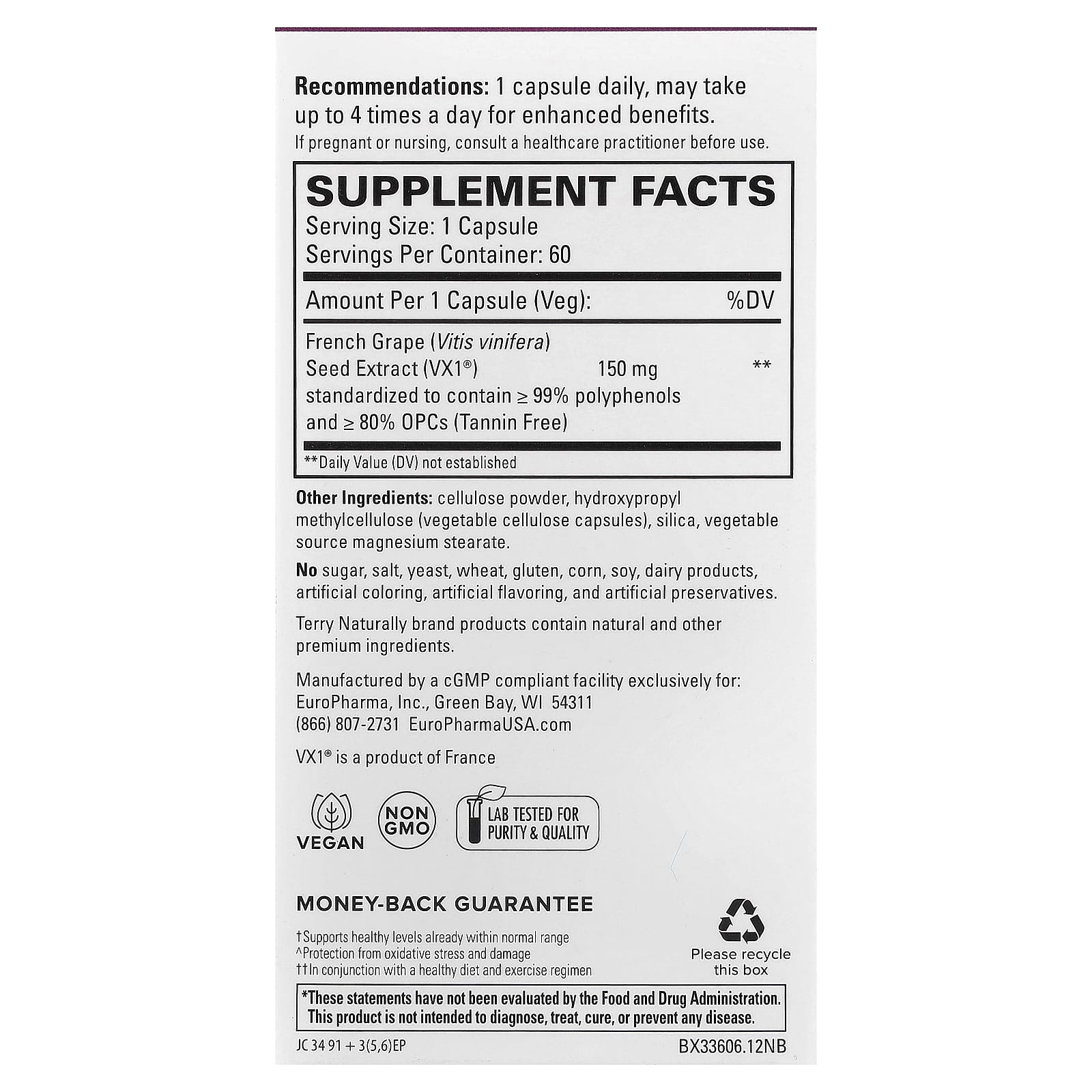Terry Naturally, Clinical OPC®, 150 mg, 60 Capsules
