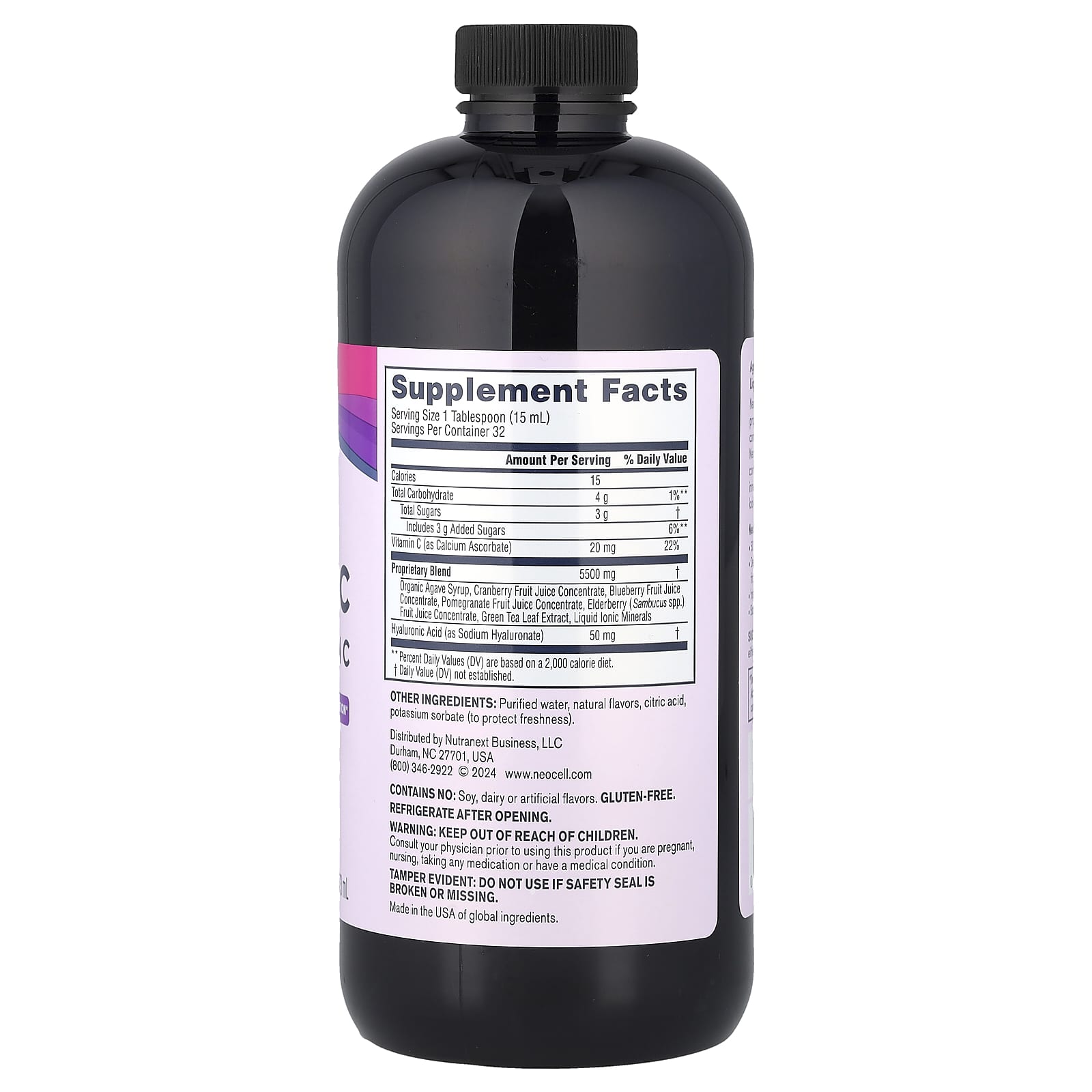 NeoCell, Liquid Hyaluronic Acid + Vitamin C, Berry, 16 fl oz (473 ml)