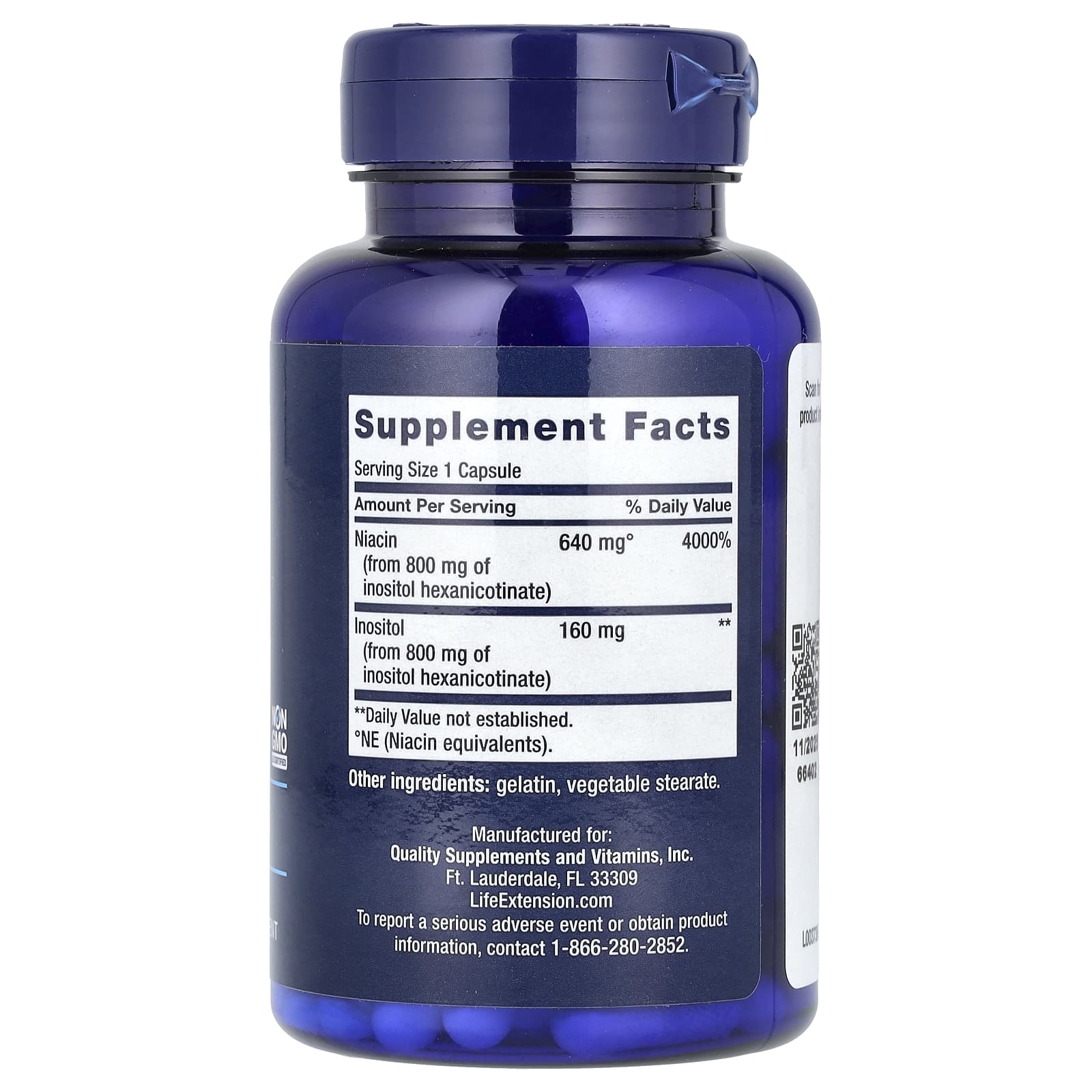 Life Extension, No Flush Niacin, 100 Capsules