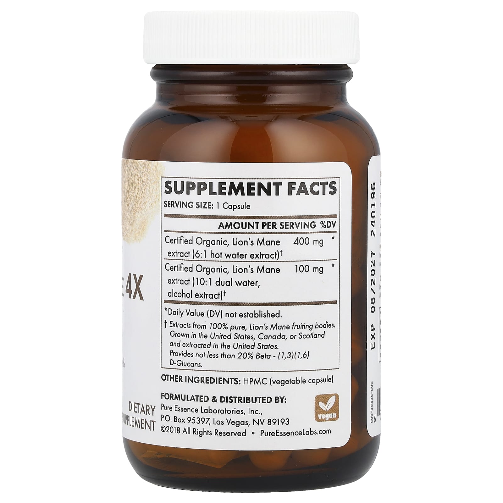 Pure Essence, MyPure™, Lion's Mane 4X, Ultra Strength, 60 Vegi-Caps