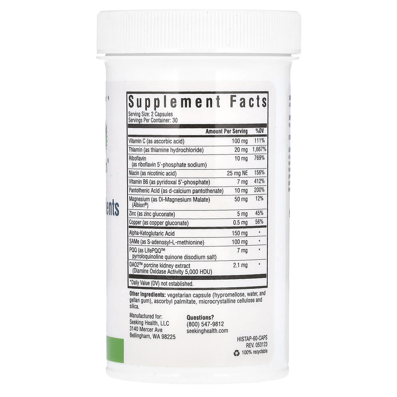 Seeking Health, Histamine Nutrients, 60 Capsules