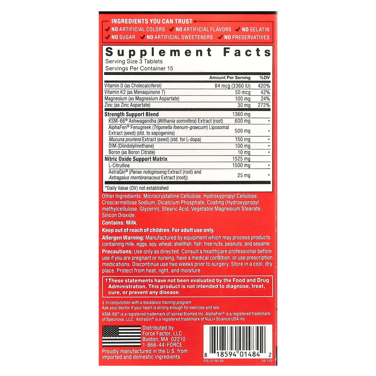 Force Factor, Test X180® Supreme, 45 Tablets