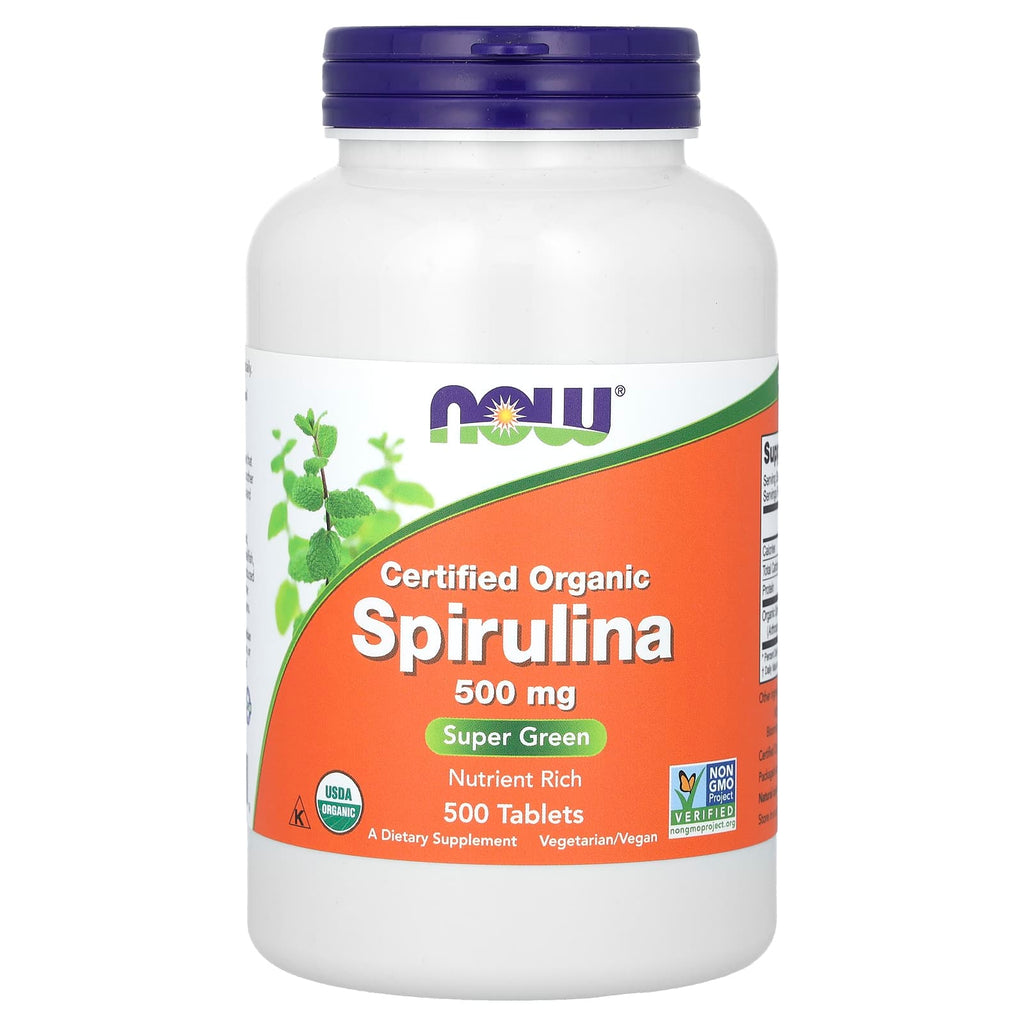 NOW Foods, Certified Organic Spirulina, 500 mg, 500 Tablets