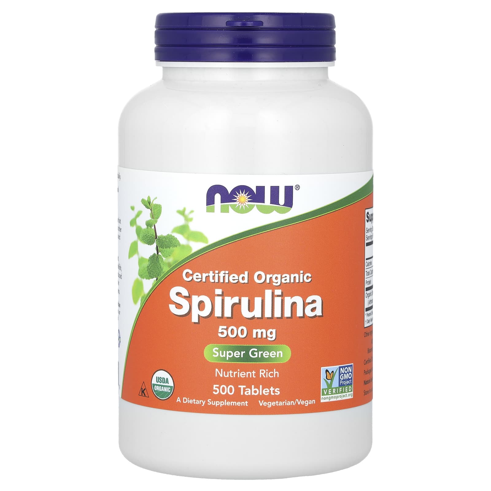 NOW Foods, Certified Organic Spirulina, 500 mg, 500 Tablets