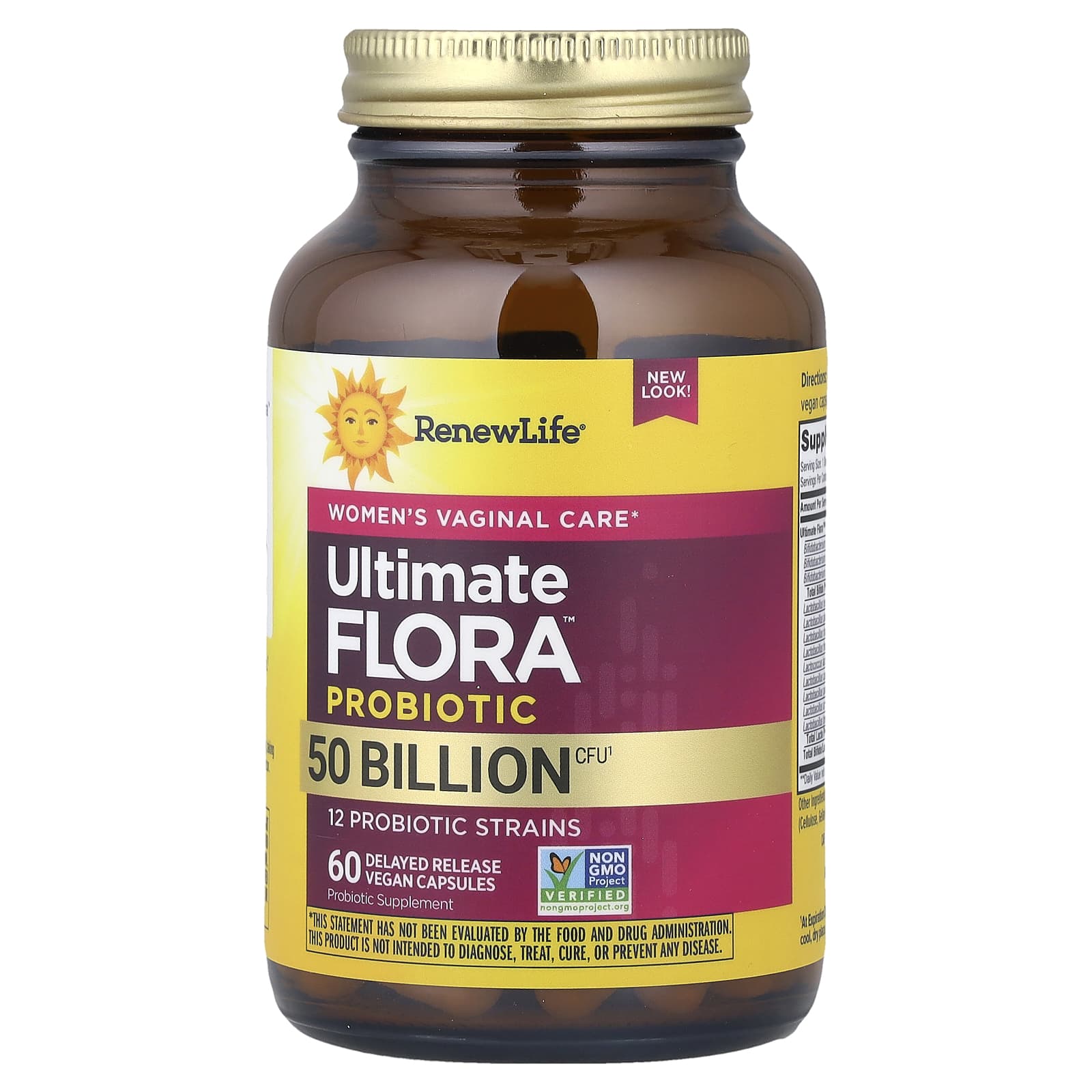 Renew Life, Ultimate Flora™ Probiotic, Women's Vaginal Care , 50 Billion CFU, 60 Delayed Release Vegan Capsules