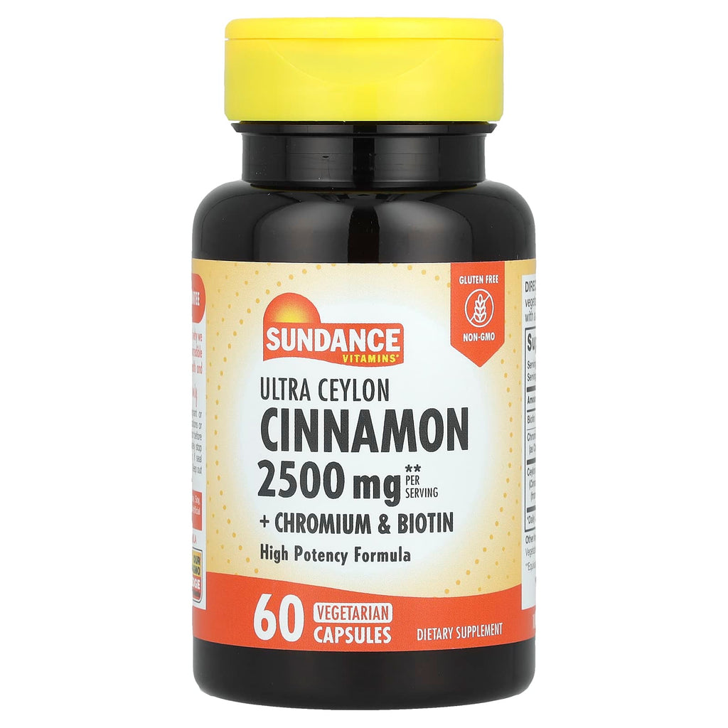 Sundance Vitamins, Ultra Ceylon Cinnamon + Chromium & Biotin, 60 Vegetarian Capsules