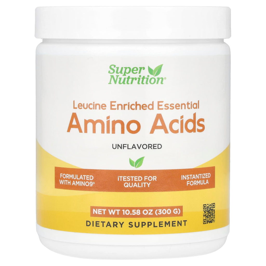 Super Nutrition, Leucine Enriched Essential Amino Acids with L-Leucine, L-Lysine, L-Threonine, and L-Isoleucine, Unflavored, 10.58 oz (300 g)