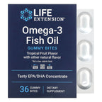 Life Extension, Omega-3 Fish Oil Gummy Bites, Tropical Fruit, 36 Gummy Bites (750 mg per Gummy Bite)