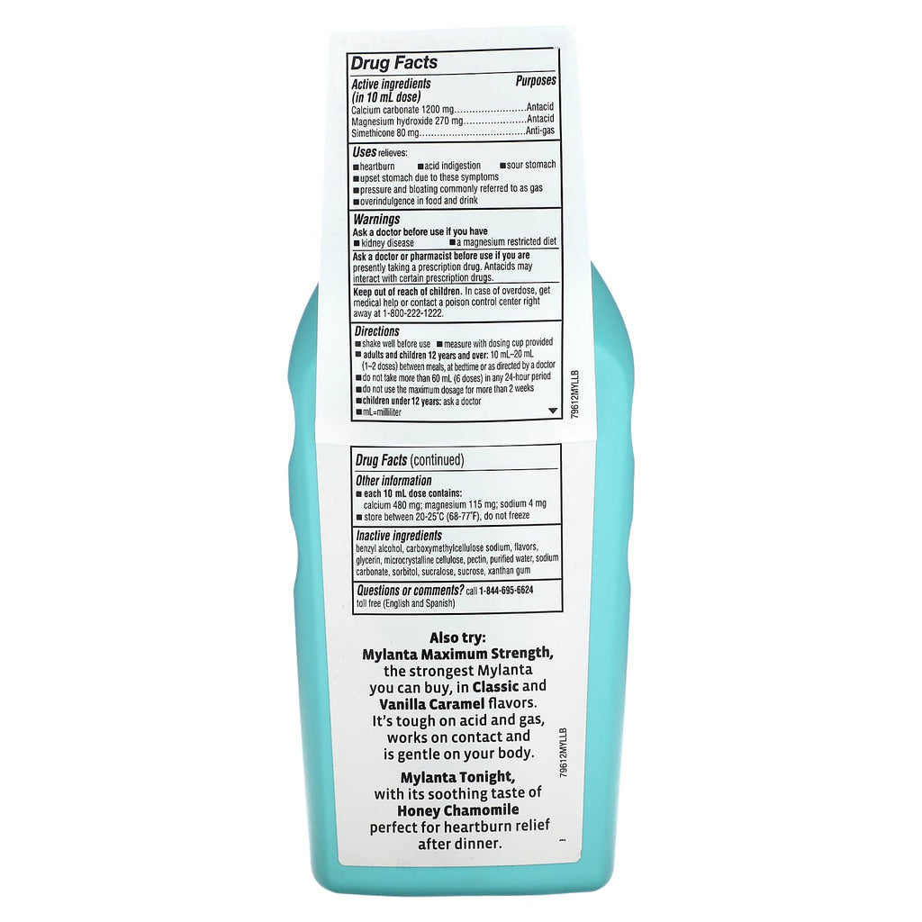 Mylanta, Coat & Cool Antacid + Anti-Gas, Chocolate Mint, 12 fl oz (355 ml)