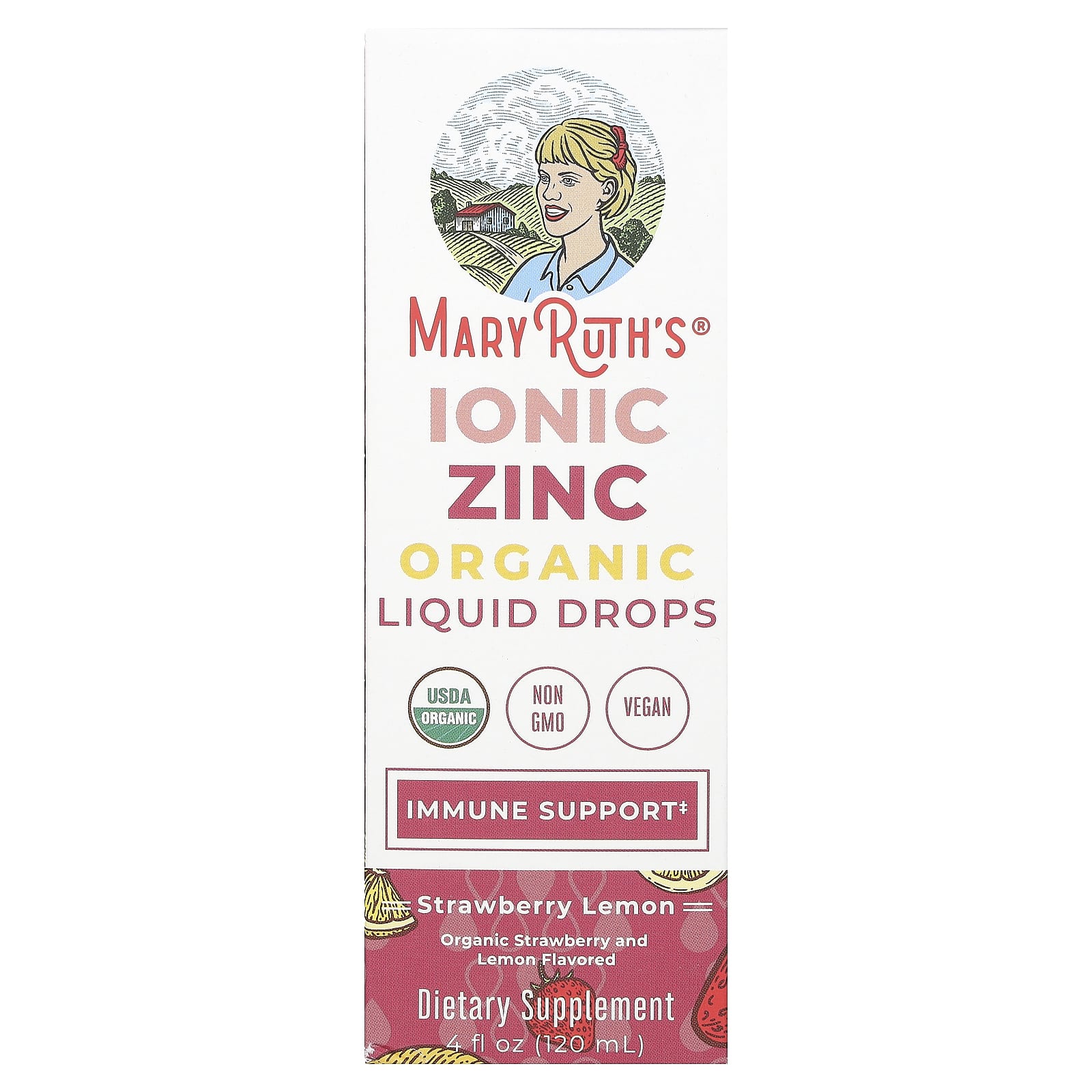 MaryRuth's, Organic Ionic Zinc Liquid Drops, Strawberry Lemon, 3 mg, 4 fl oz (120 ml)
