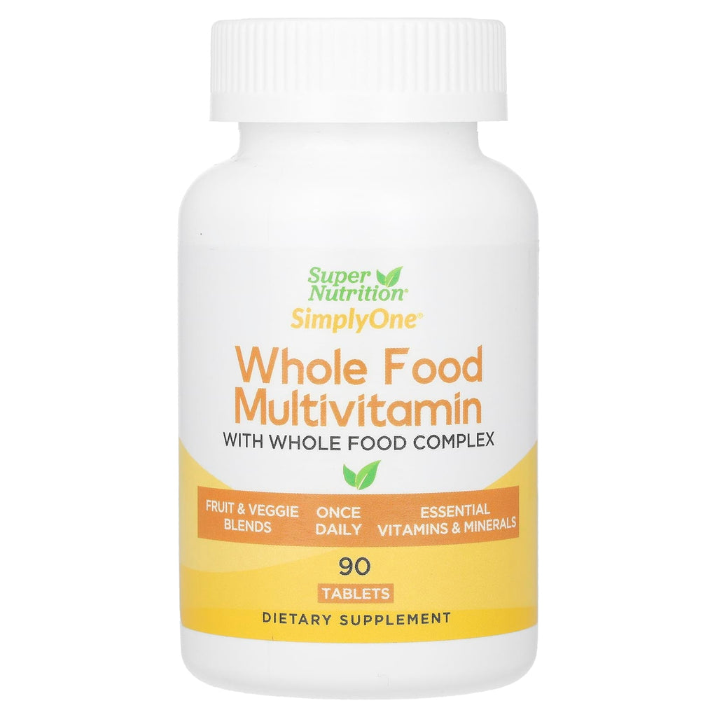 Super Nutrition, SimplyOne®, Whole Food Multivitamin with Vitamin A, C, Minerals, and Enzymes, 90 Tablets
