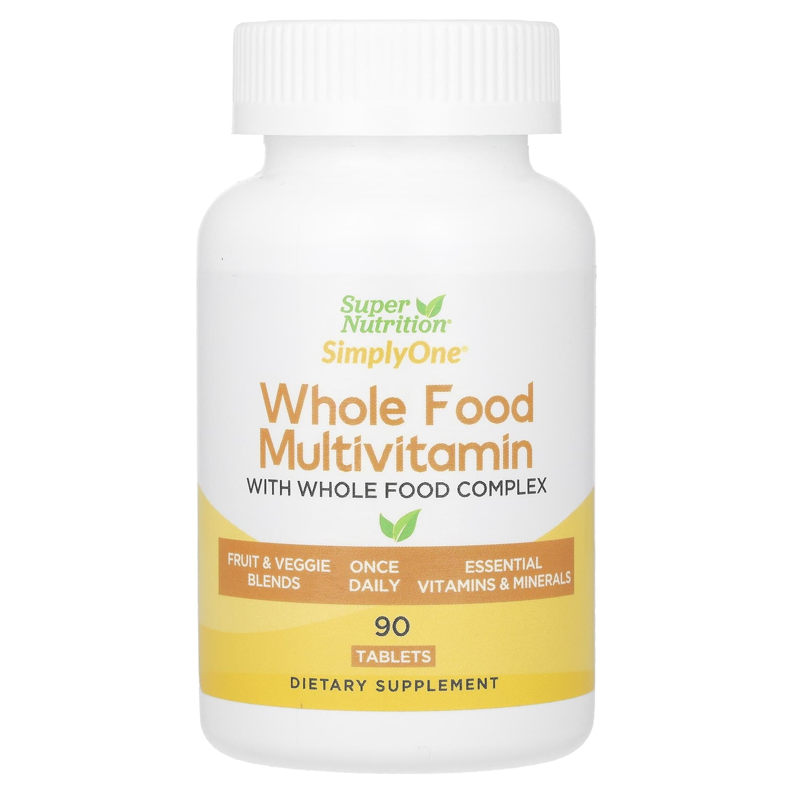 Super Nutrition, SimplyOne®, Whole Food Multivitamin with Vitamin A, C, Minerals, and Enzymes, 90 Tablets
