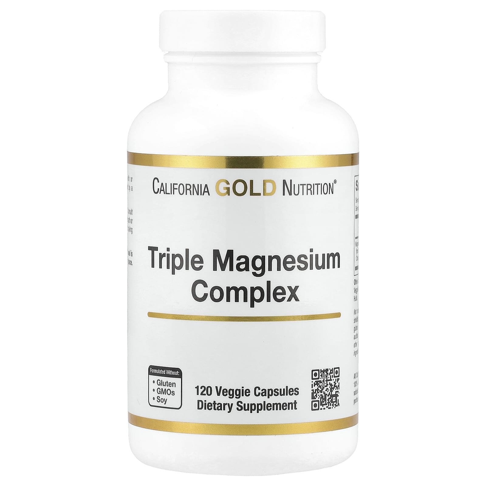 California Gold Nutrition, Triple Magnesium Complex, Malate, Citrate & Bisglycinate Chelate, 120 Veggie Capsules (105 mg per Capsule)