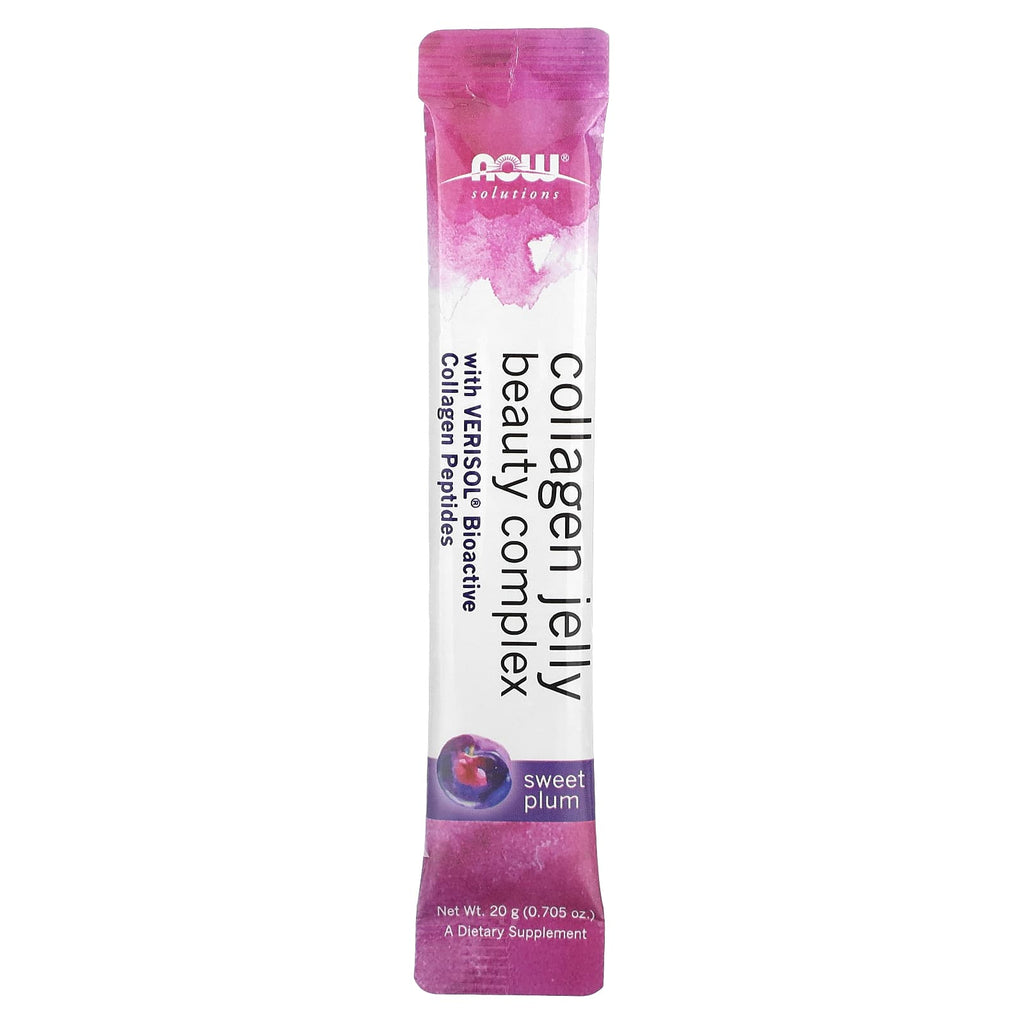 NOW Foods, Solutions, Collagen Jelly Beauty Complex, Sweet Plum, 10 Jelly Sticks, 0.705 oz (20 g) Each
