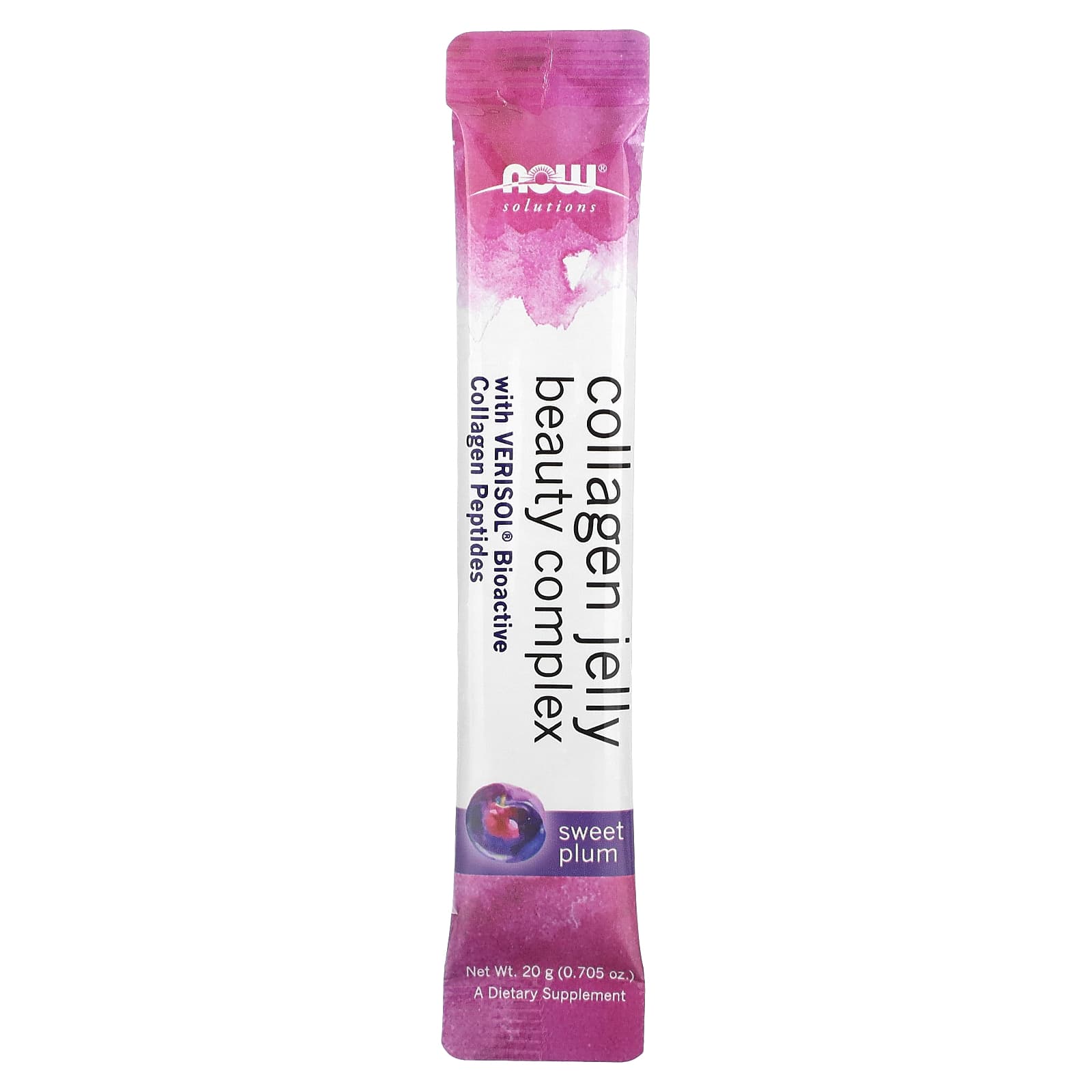 NOW Foods, Solutions, Collagen Jelly Beauty Complex, Sweet Plum, 10 Jelly Sticks, 0.705 oz (20 g) Each