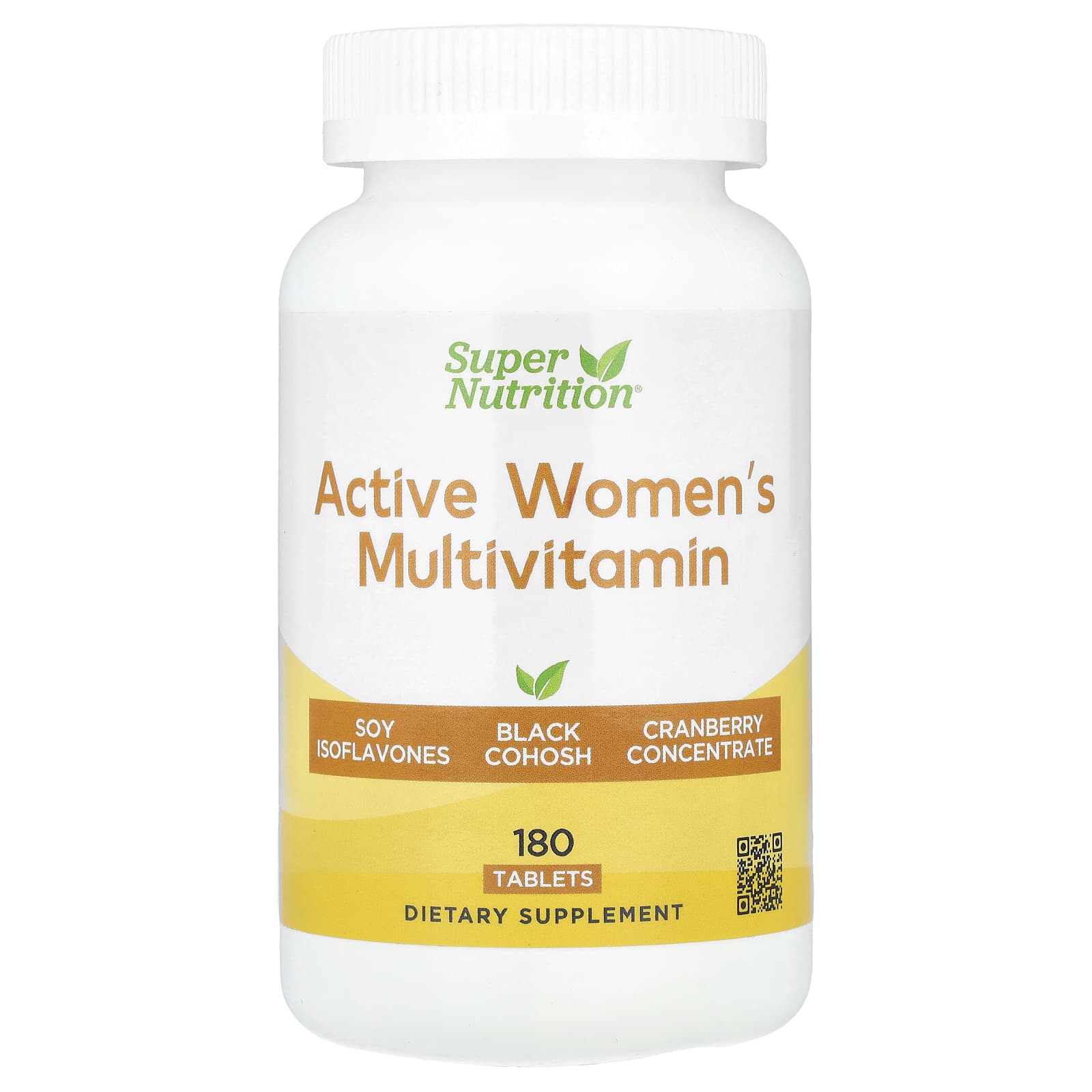 Super Nutrition, Active Women's Multivitamin with Black Cohosh, Soy Isoflavones, and Cranberry Concentrate, 180 Tablets